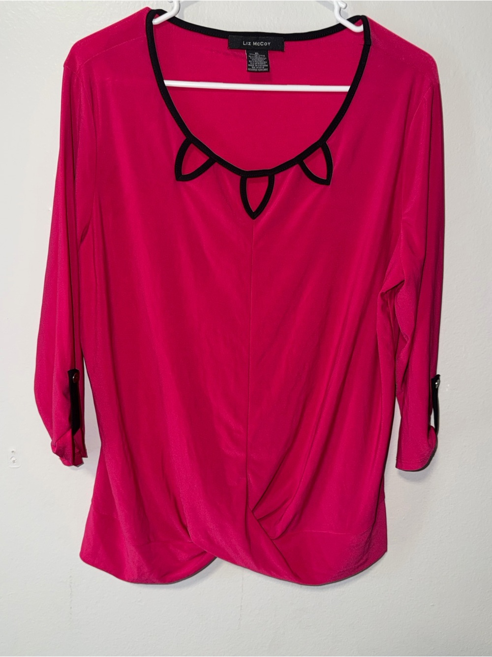 Mccoy Hot Pink Blouse with Black Trim Neckline